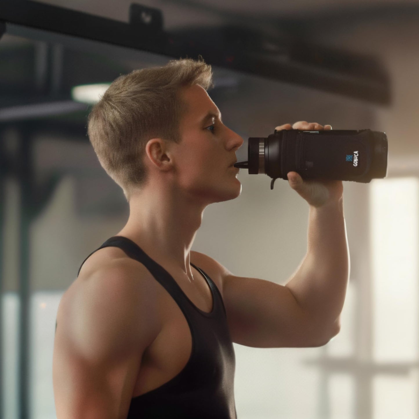 Gobuca Hydro-Hitch Adjustable Fit -Magnetic Gym Water Bottle Holder with Phone Pocket - Bottles without handles