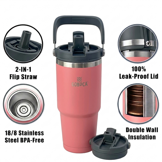 Gobuca 30 oz Stainless Steel Tumbler-Pink