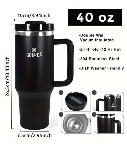 Gobuca 40 oz Stainless Steel Tumbler-Black