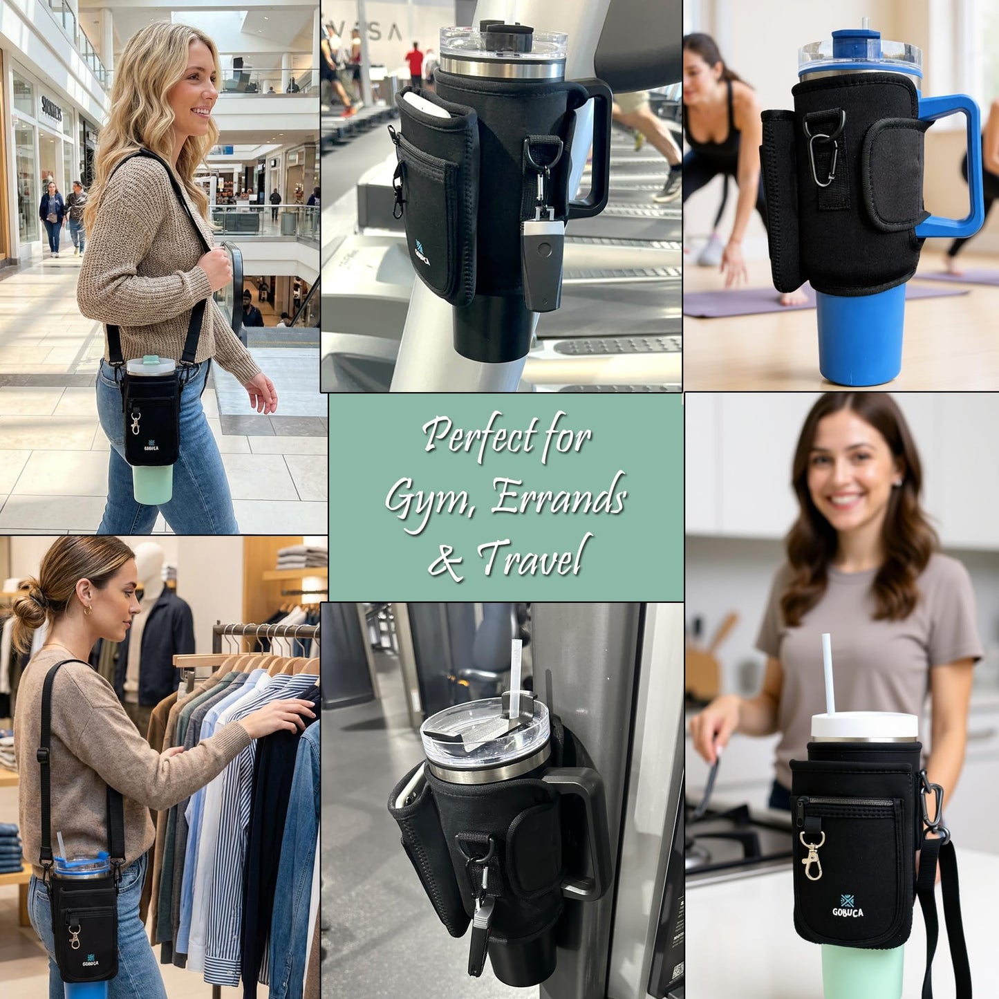 Elite Magnetic Stanley® Bottle Holder with Phone Pocket - 30/40oz Tumbler Carrier Sling- Cup holder design