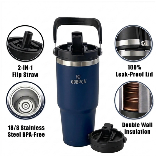 Gobuca 30 oz Stainless Steel Tumbler-Navy