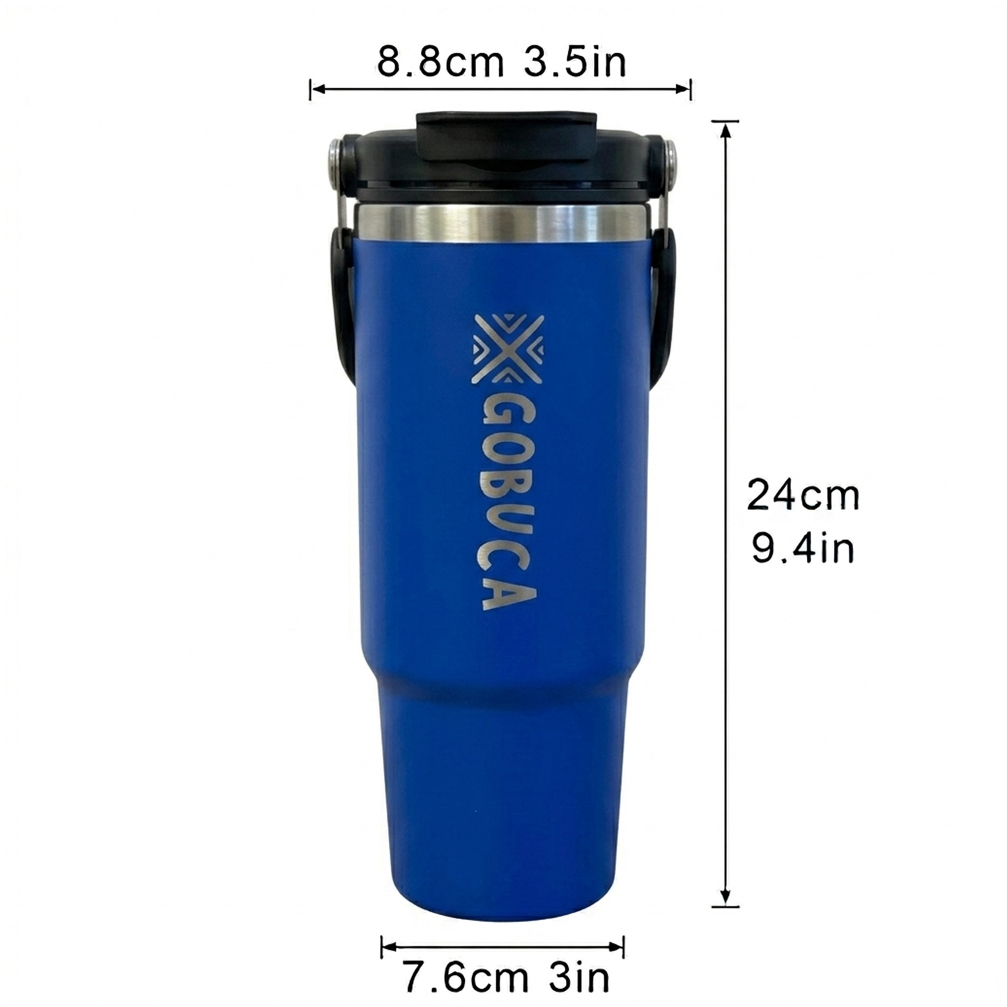 Gobuca 30 oz Stainless Steel Tumbler-Blue-Vertical Logo