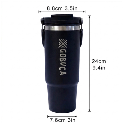 Gobuca 30 oz Stainless Steel Tumbler- Black-Vertical Logo