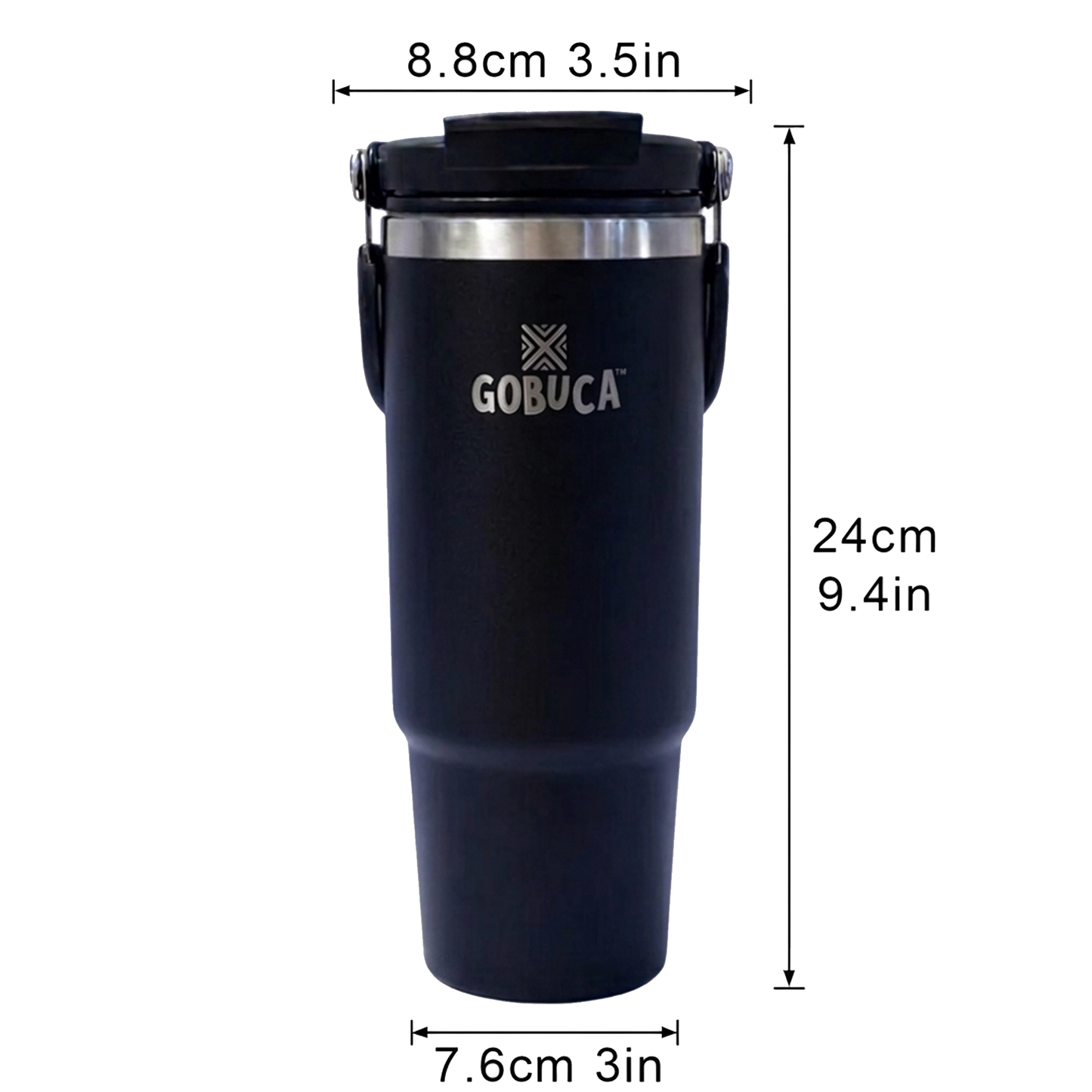 Gobuca 30 oz Stainless Steel Tumbler-Powder Coated Black