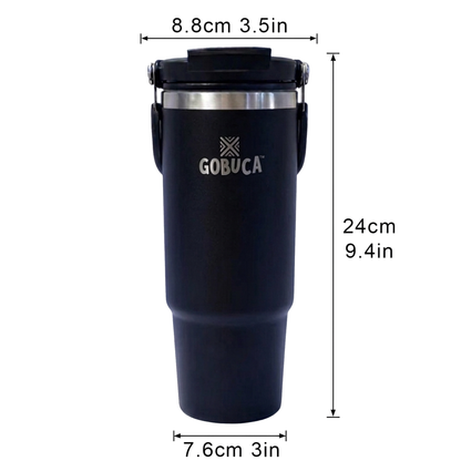 Gobuca 30 oz Stainless Steel Tumbler-Powder Coated Black