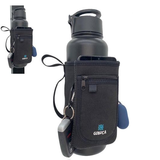 Adjustable Fit -Magnetic Gym Water Bottle Holder with Phone Pocket - Bottles without handles