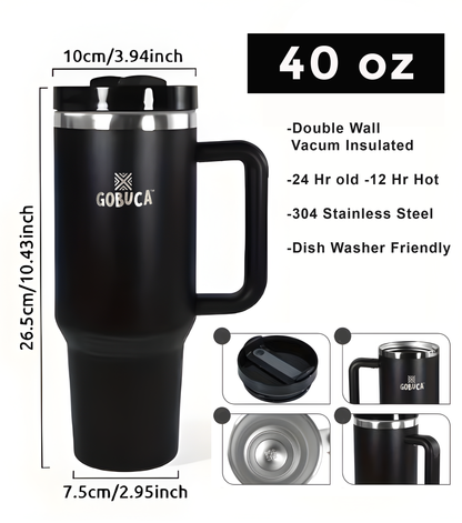 Gobuca 40 oz Stainless Steel Tumbler-Black