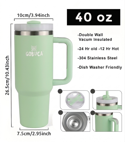 Gobuca 40 oz Stainless Steel Tumbler-Light Green