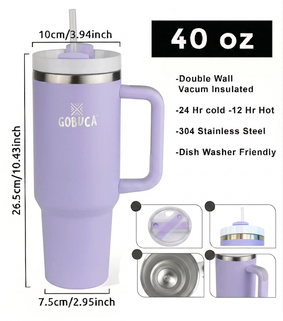 Gobuca 40 oz Stainless Steel Tumbler-Lavendar