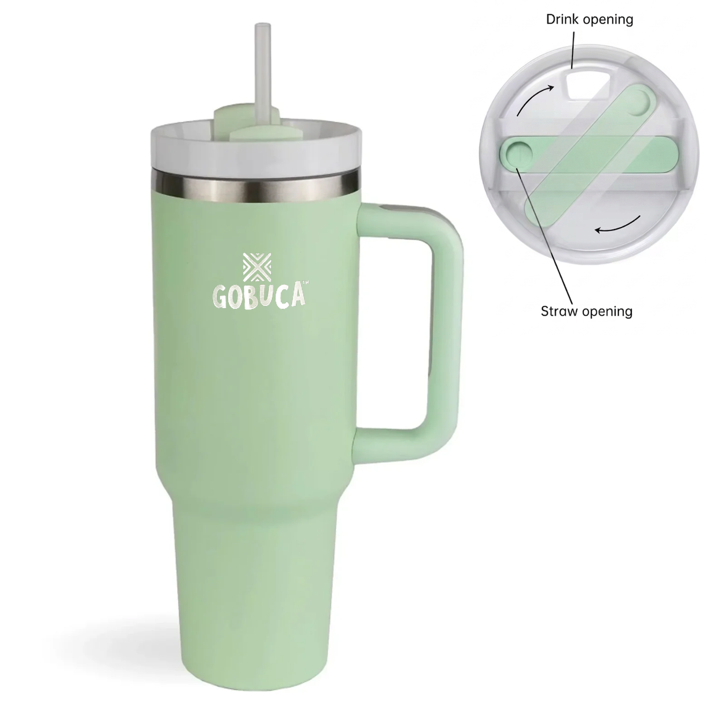 Gobuca 40 oz Stainless Steel Tumbler-Light Green