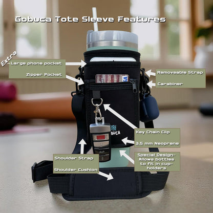 Elite Magnetic Stanley® Bottle Holder with Phone Pocket - 30/40oz Tumbler Carrier Sling- Cup holder design