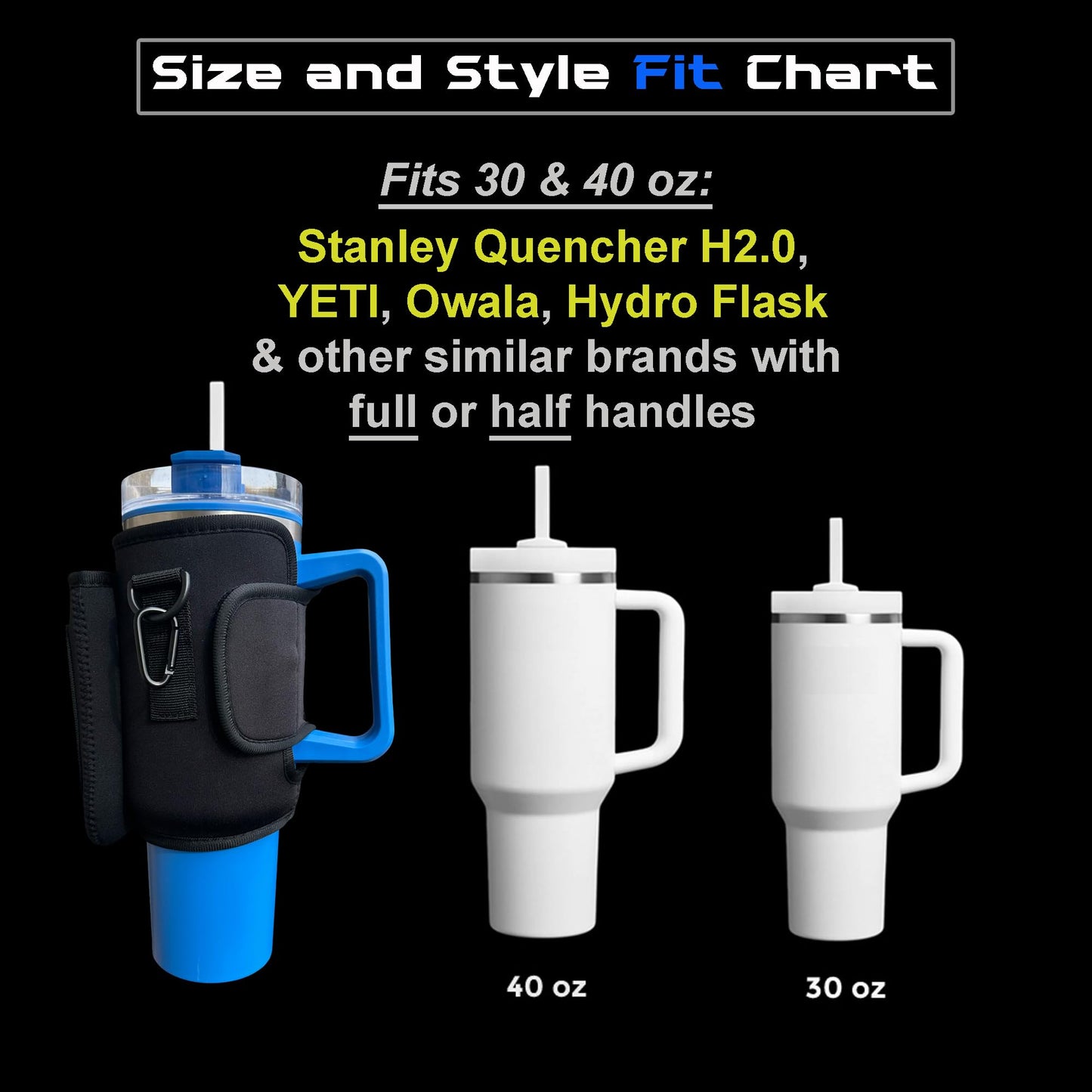 Elite Magnetic Stanley® Bottle Holder with Phone Pocket - 30/40oz Tumbler Carrier Sling- Cup holder design