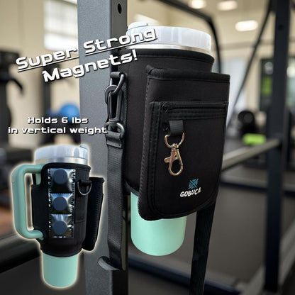 Elite Magnetic Stanley® Bottle Holder with Phone Pocket - 30/40oz Tumbler Carrier Sling- Cup holder design