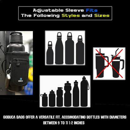 Adjustable Fit -Magnetic Gym Water Bottle Holder with Phone Pocket - Bottles without handles