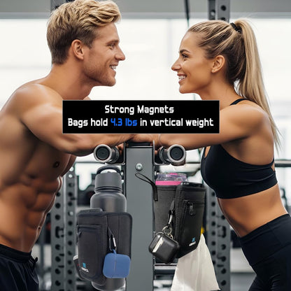 Adjustable Fit -Magnetic Gym Water Bottle Holder with Phone Pocket - Bottles without handles