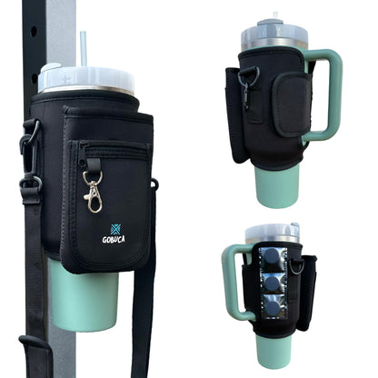 Elite Magnetic Stanley® Bottle Holder with Phone Pocket - 30/40oz Tumbler Carrier Sling- Cup holder design