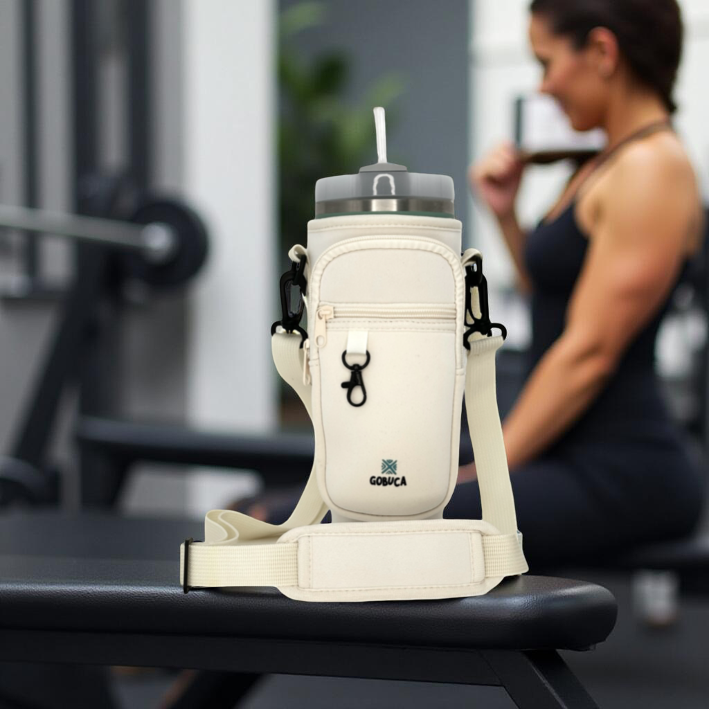 Magnetic Stanley® Cup Tote Bag with Phone Pocket - 30/40oz Bottle Holder & Strap-Black