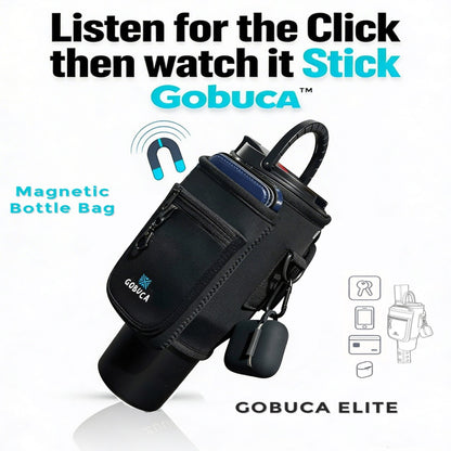 Gobuca Elite Magnetic Bottle Holder with Phone Pocket - 30/40oz Tumbler Carrier Sling- Cup holder design