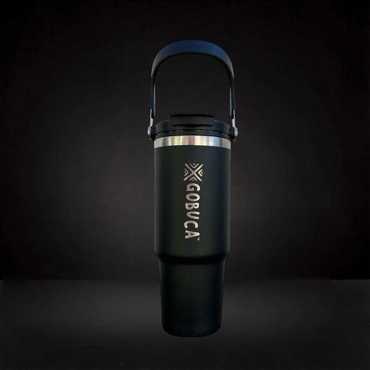 Gobuca 30 oz Stainless Steel Tumbler- Black-Vertical Logo