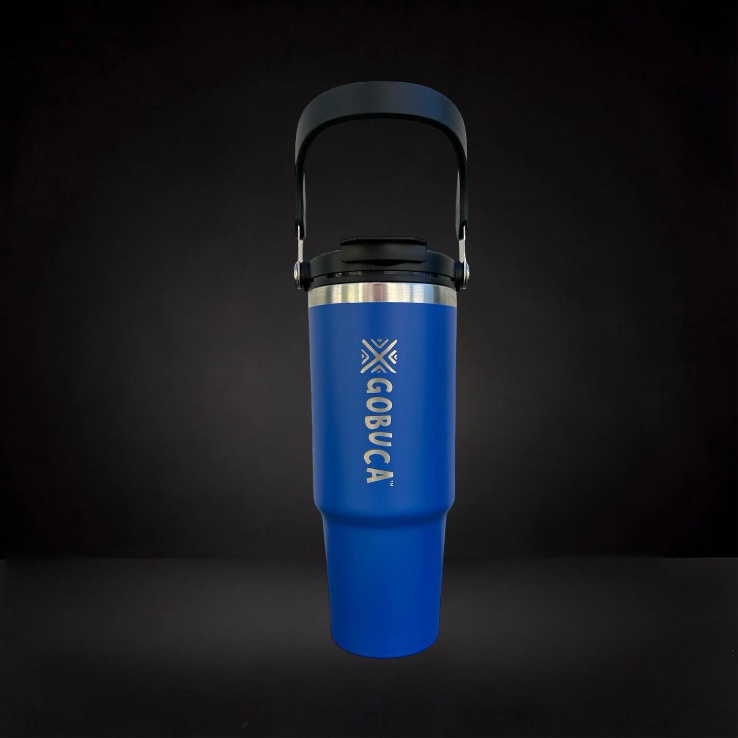 Gobuca 30 oz Stainless Steel Tumbler-Blue-Vertical Logo