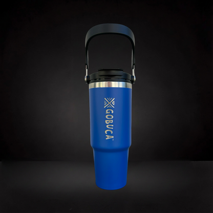 Gobuca 30 oz Stainless Steel Tumbler-Blue-Vertical Logo