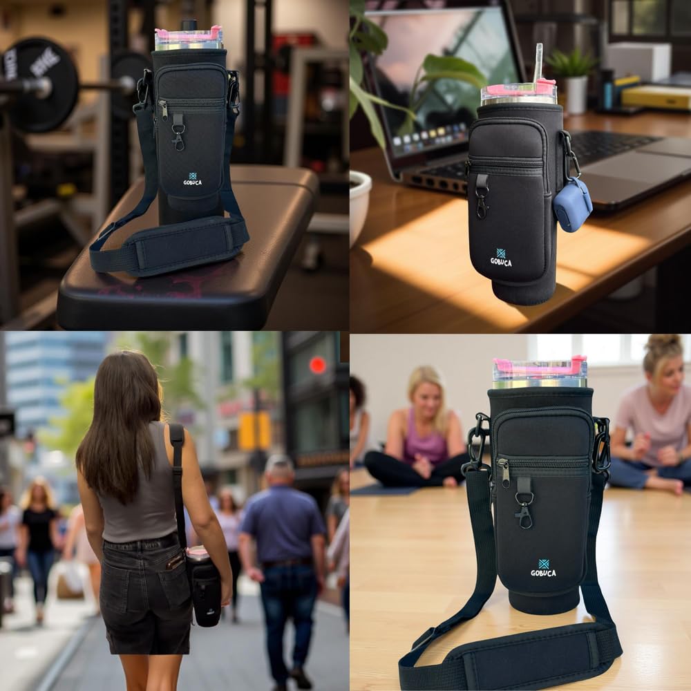 Magnetic Stanley® Cup Tote Bag with Phone Pocket - 30/40oz Bottle Holder & Strap