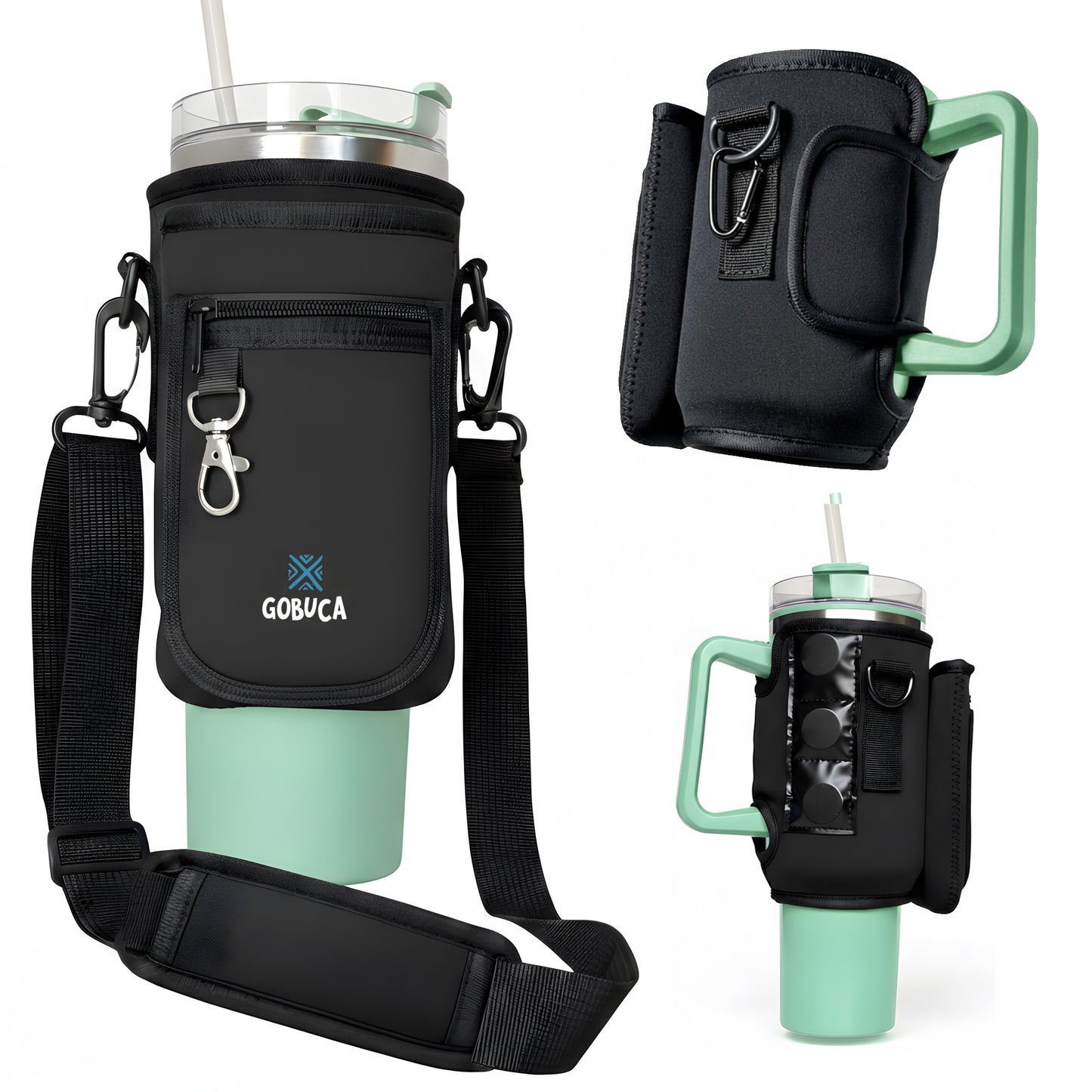 Elite Magnetic Stanley® Bottle Holder with Phone Pocket - 30/40oz Tumbler Carrier Sling- Cup holder design