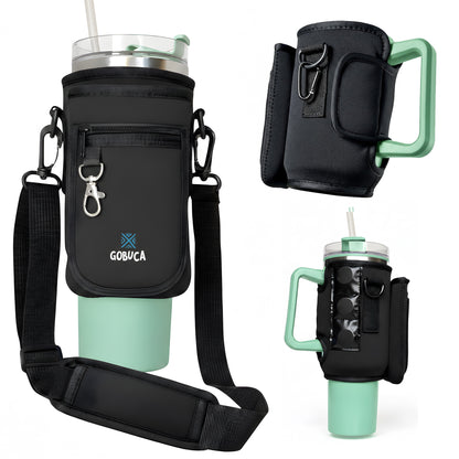 Elite Magnetic Stanley® Bottle Holder with Phone Pocket - 30/40oz Tumbler Carrier Sling- Cup holder design