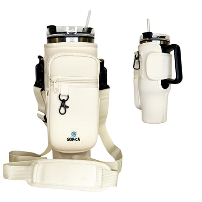 Magnetic Stanley® Cup Tote Bag with Phone Pocket - 30/40oz Bottle Holder & Strap-Black